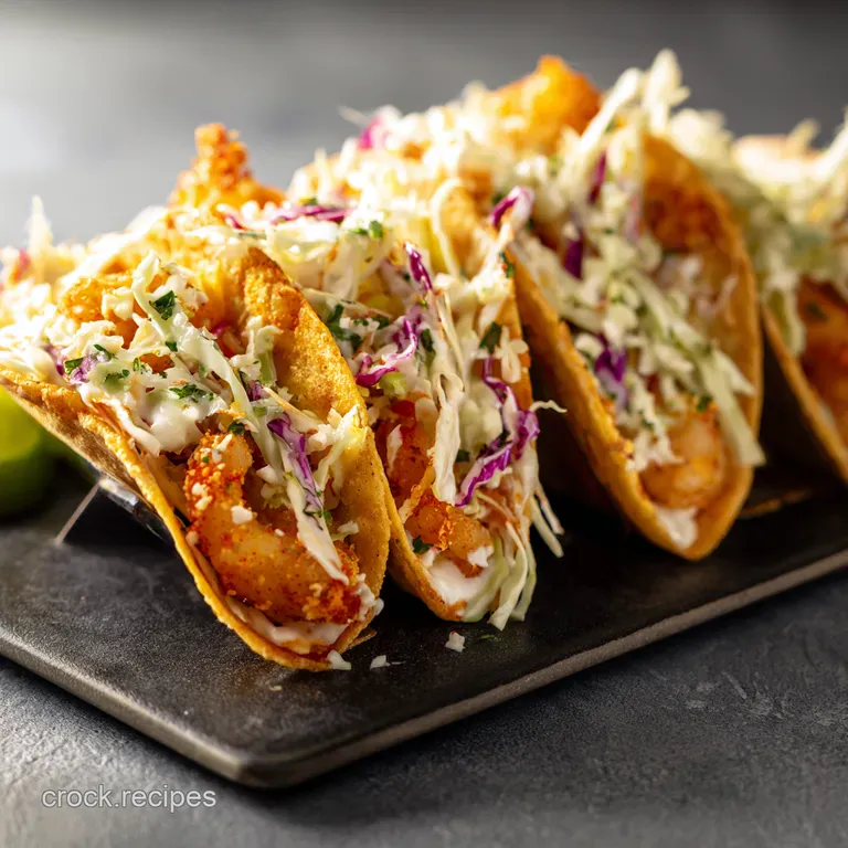 Bangin Baja Shrimp Tacos with Spicy Slaw
