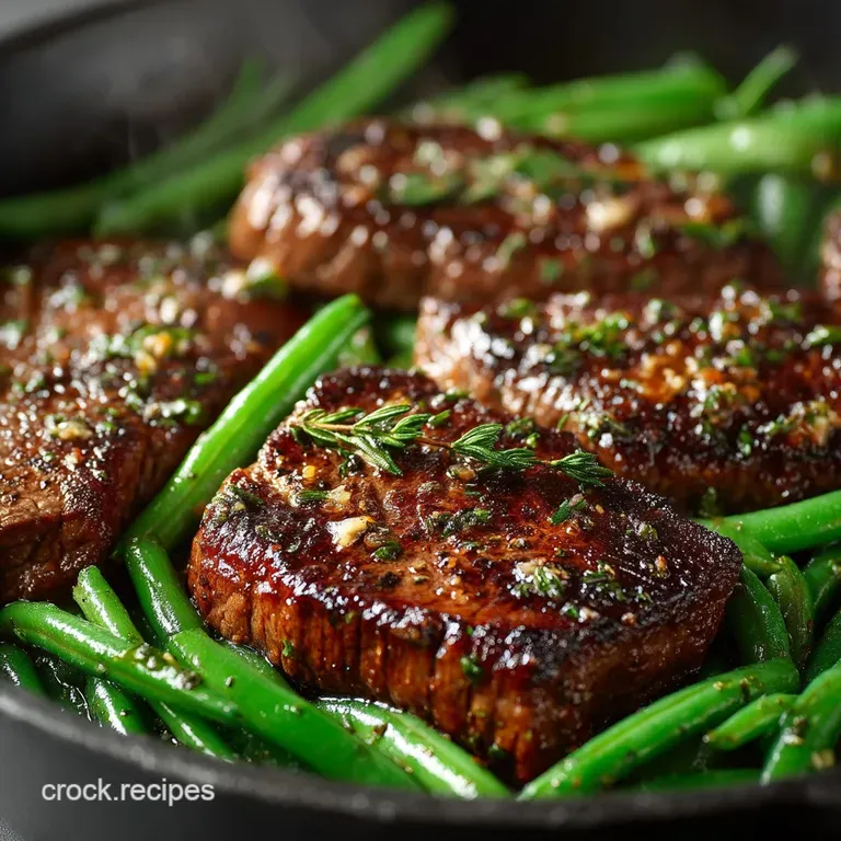 The Weekend Warrior Garlic Butter Basted Steak and Crisp Green Beans presentation