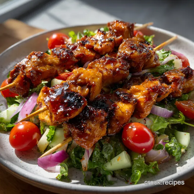 The Ultimate Bbq Chicken Skewer Salad presentation