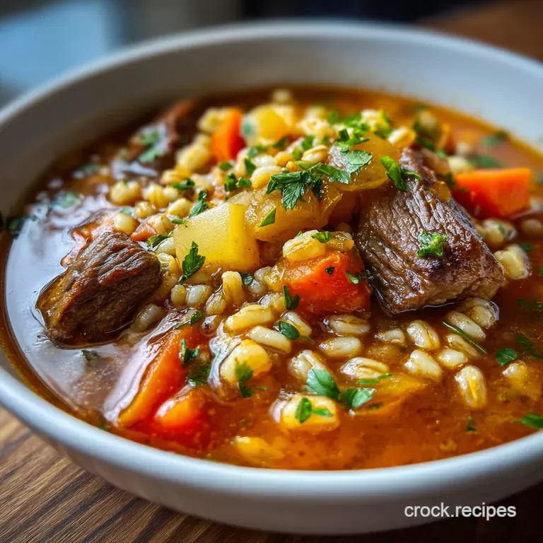Slow Cooker Beef Barley Soup with Hearty Vegetables