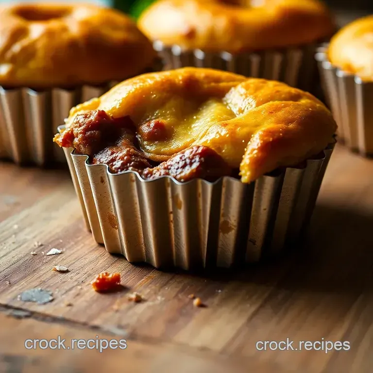 Beefy Banger Mash Pies with Onion Gravy presentation
