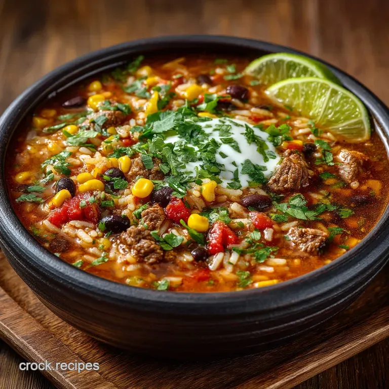 The Ultimate OnePot Beefy Mexican Rice Soup