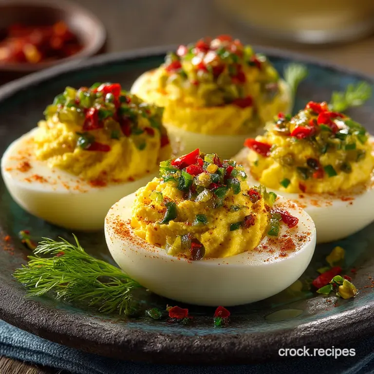 The Great British BakeOff Winner Perfectly Poised Deviled Eggs with Tangy Pickle Relish presentation
