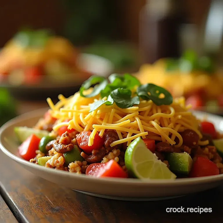 The Ultimate Crowdpleaser Seven Layer Taco Salad with Zesty Lime Crema presentation