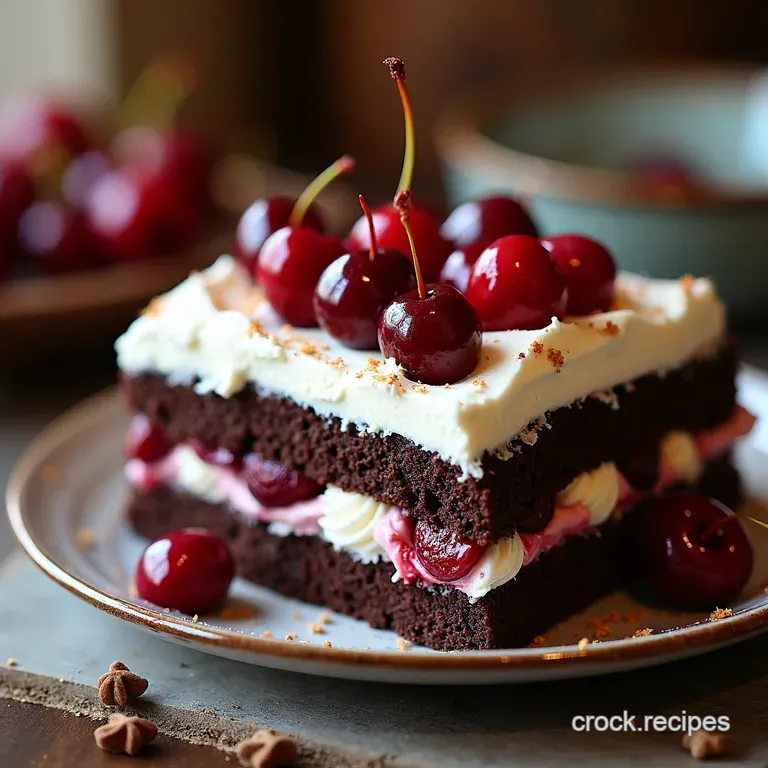 The Ultimate Black Forest Gateau Moist Chocolate Sponge Spiced Cherries and Kirsch Whipped Cream presentation