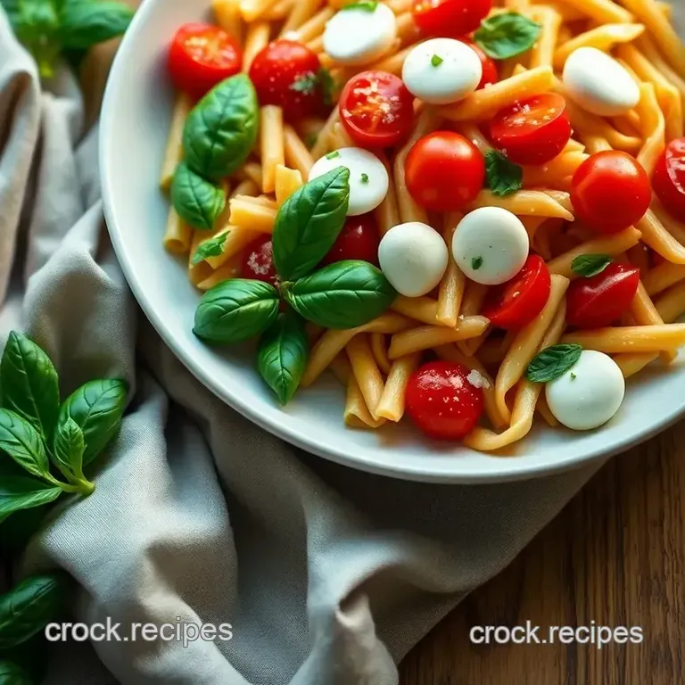 Bright Summer Pasta Salad with Cherry Tomatoes & Basil presentation