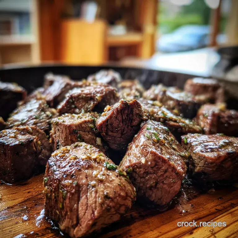 Butchers Secret Garlicky Steak Bites with Rich Pan Sauce presentation