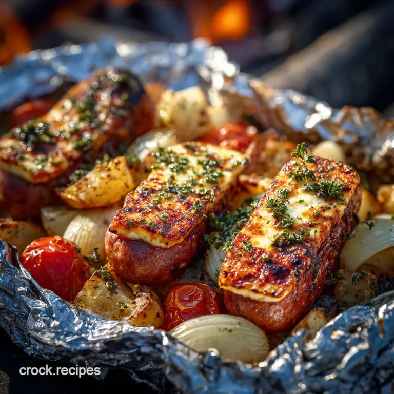 Campfire Recipes: Smoked Sausage Halloumi Hobo Packs presentation