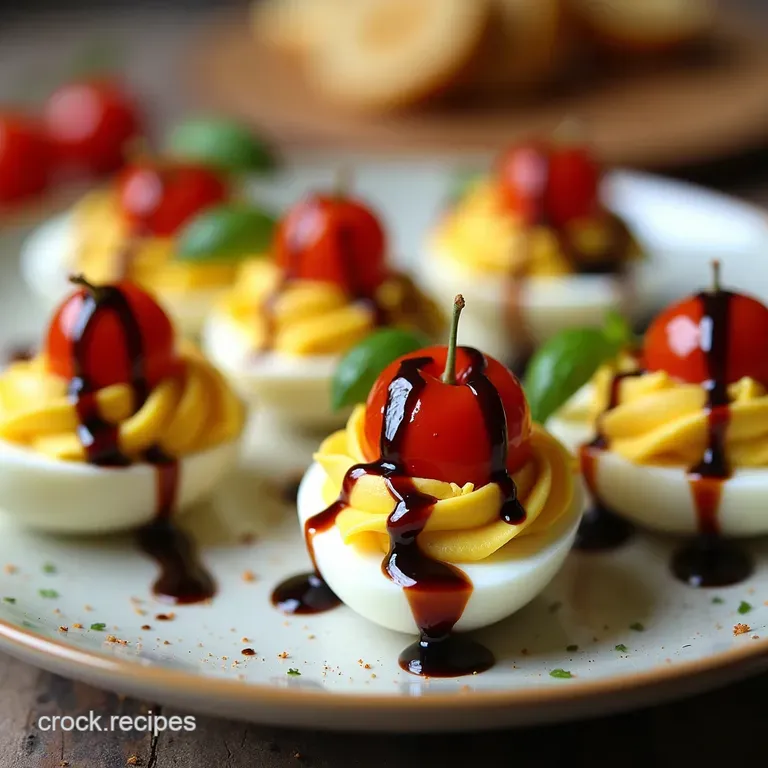 The Best Caprese Deviled Eggs with Balsamic Glaze