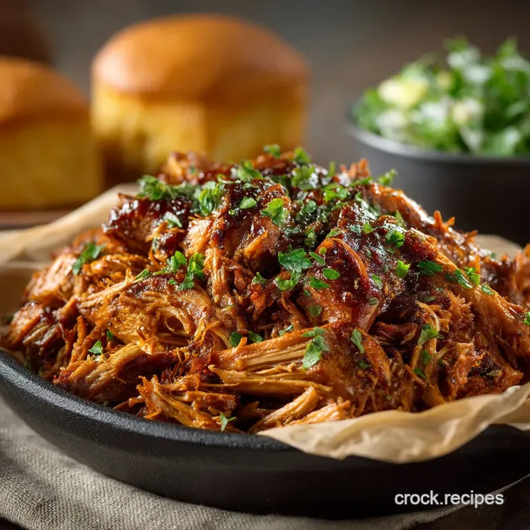 The Effortless Sunday Roast Carolina Style Crockpot Pulled Pork presentation