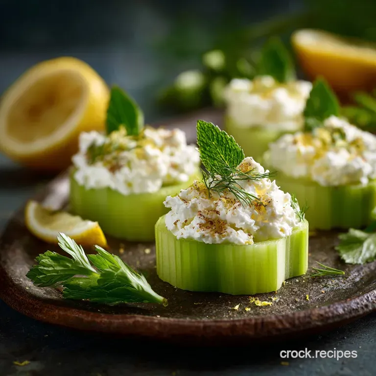 Celery Snacks the Celery Boat Fleet with Whipped Feta and Dill presentation