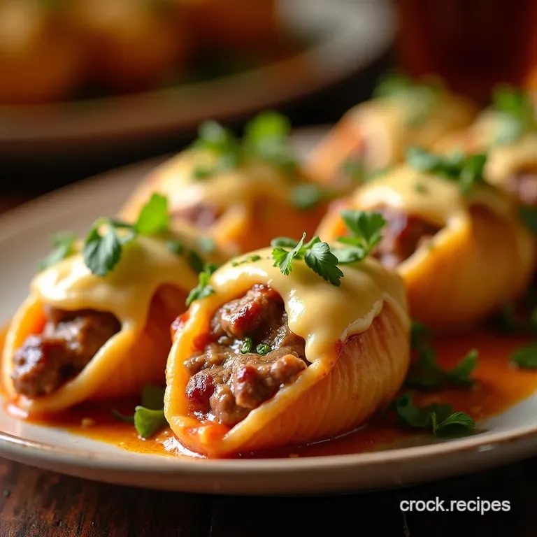 The Liberty Bell Banger Philly Cheesesteak Stuffed Shells with Provolone Mornay presentation