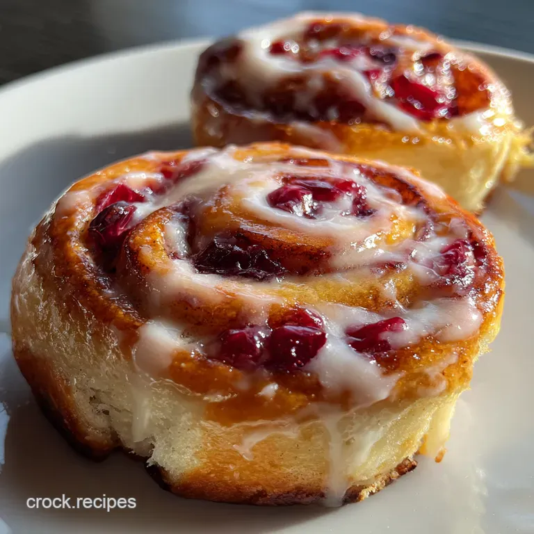 Cherry Bakewell Sweet Rolls with Tangy Cream Cheese Glaze presentation