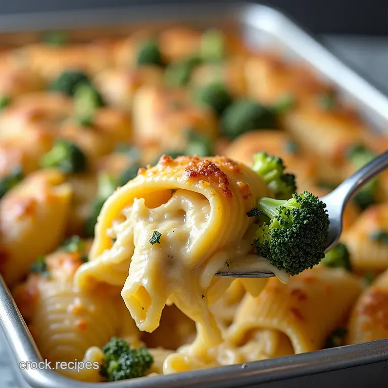 King Shells Creamy Chicken Broccoli Alfredo Stuffed Pasta Bake