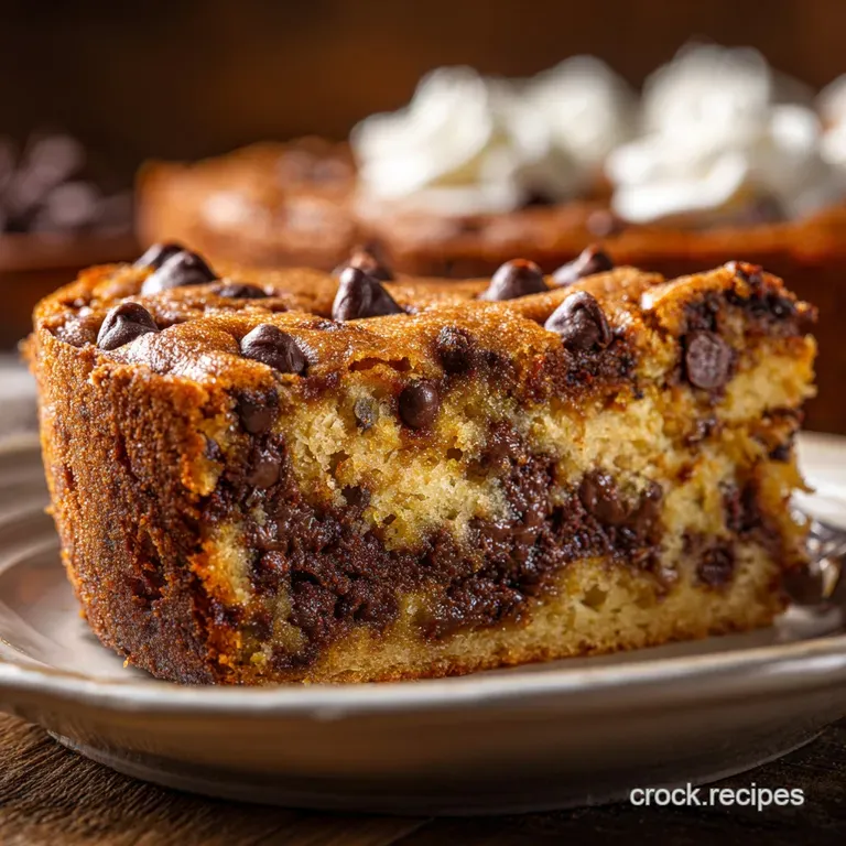 Chocolate Chip Funny Cake Pie: the Ultimate Fudgy Cake Pie Dessert presentation