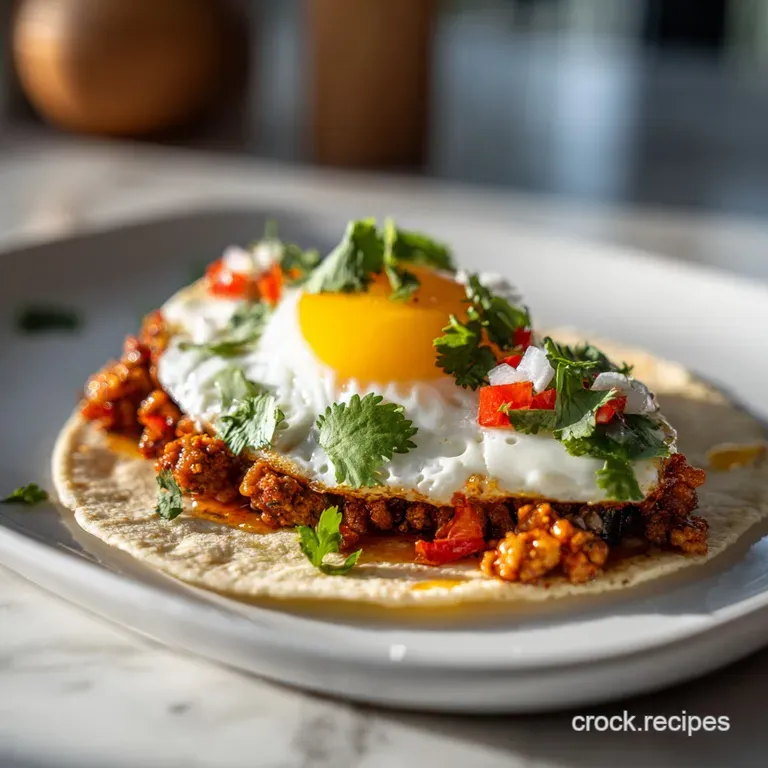 Three savory breakfast tacos nestled on a rustic wooden board, garnished with creamy avocado slices and a lime wedge.