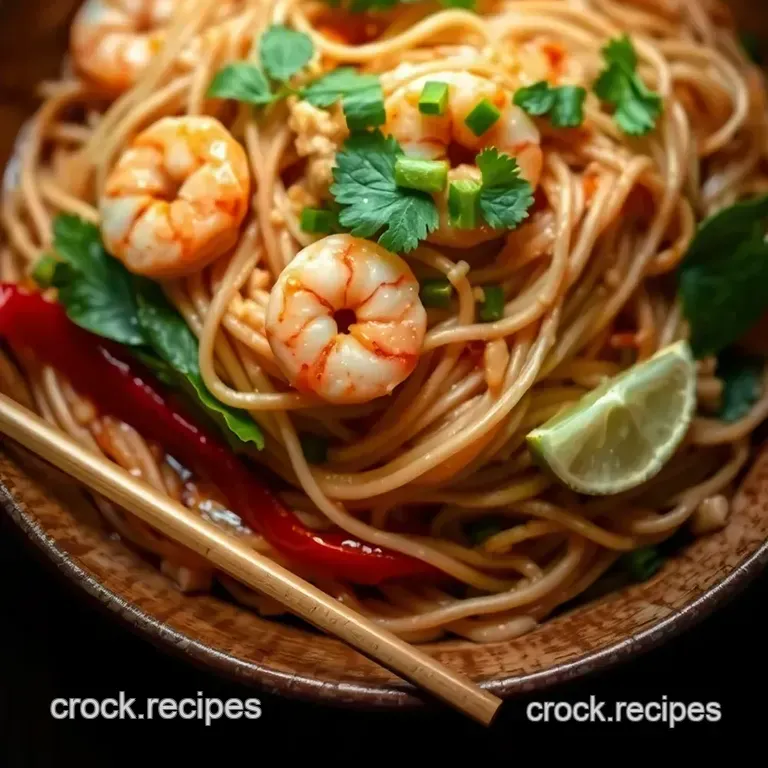 Classic Pad Thai with Shrimp presentation