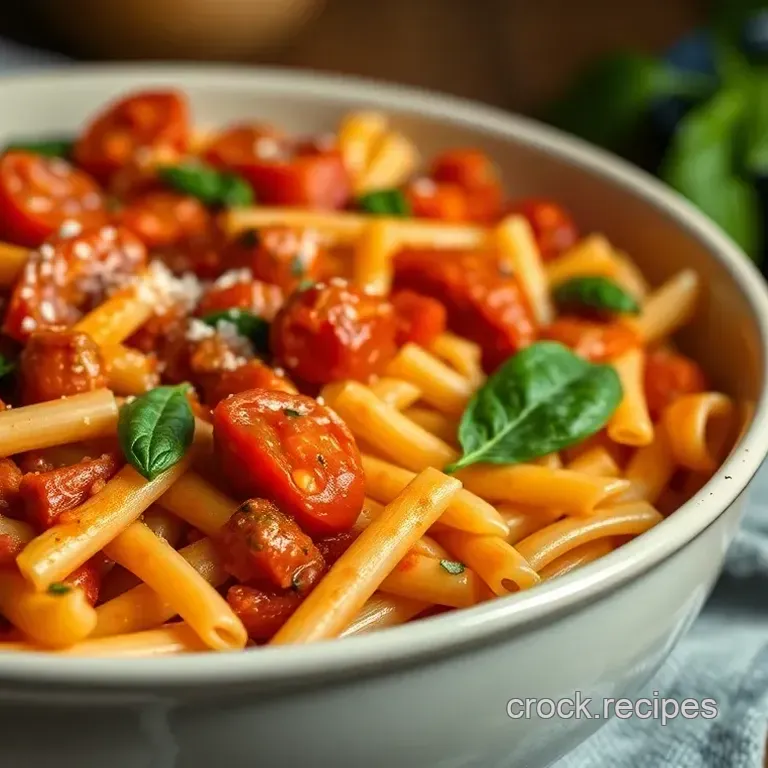 Comforting Mezzi Rigatoni in a Roasted Tomato and Basil Sauce