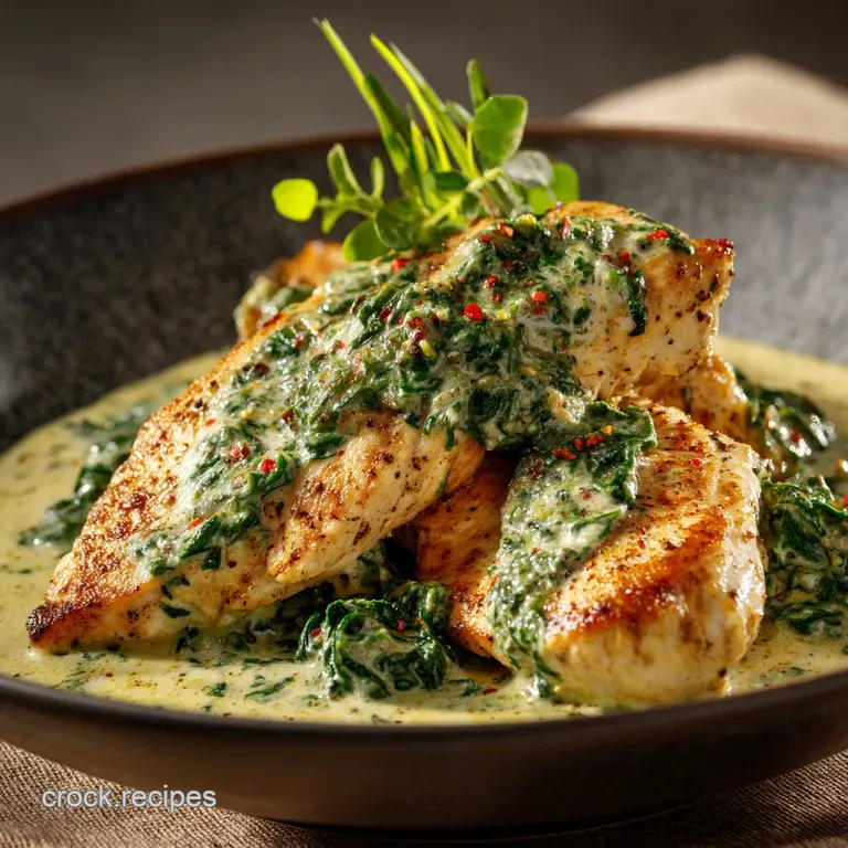 Creamy Chicken Breast in Spinach Parmesan Sauce Recipe presentation