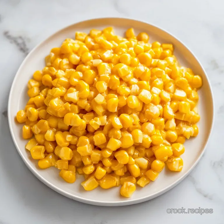 A delicate serving of golden buttered corn in a white porcelain bowl, topped with a pinch of cracked black pepper.