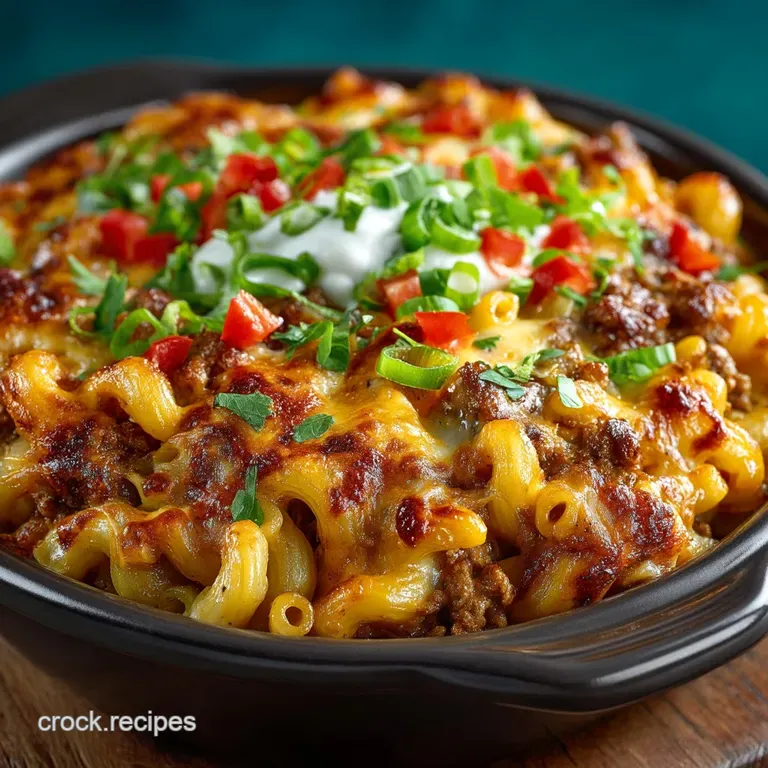 The SlowMo Fiesta Cheesy Crock Pot Taco Mac Casserole