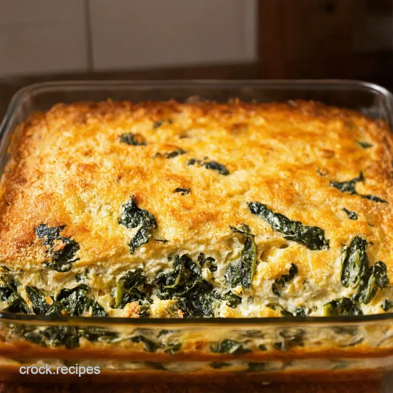 Creamy Dreamy Baked Spinach Casserole presentation