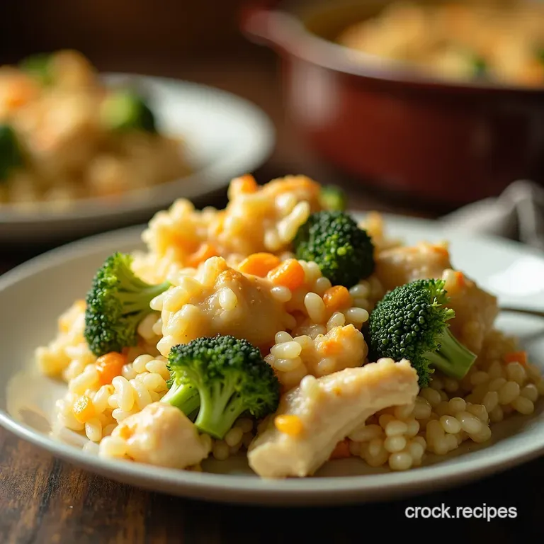 Creamy Dreamy Chicken Broccoli Rice Casserole presentation