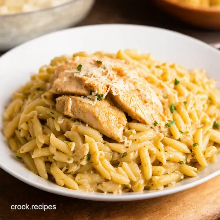 Creamy Dreamy Chicken Parmesan Orzo presentation