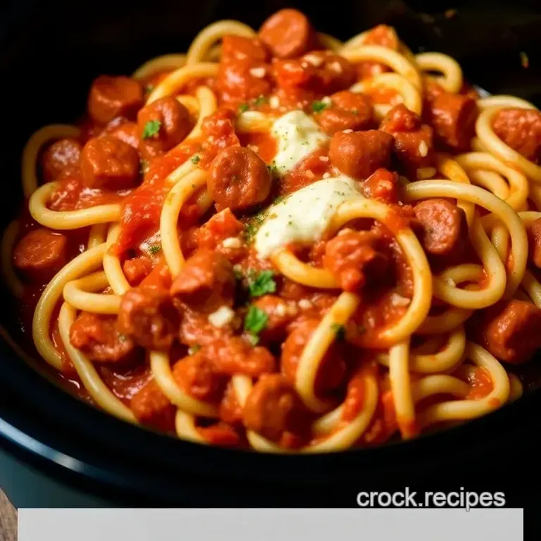 Creamy Italian Sausage Pasta in a Crock Pot presentation