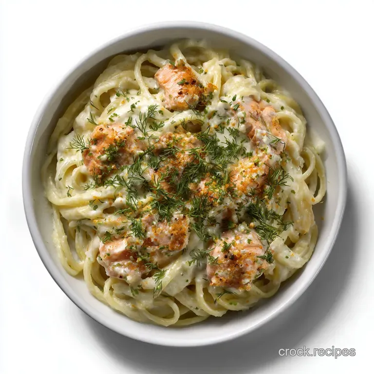 The Riviera Express Creamy Lemondill Alfredo Salmon Pasta presentation