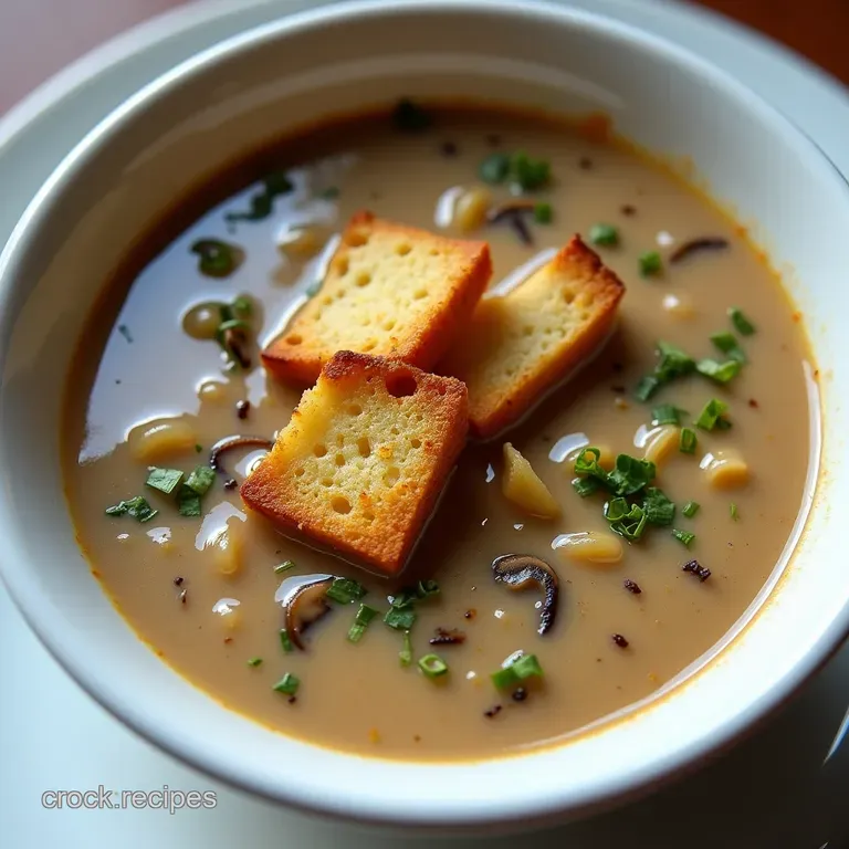 The Ultimate Umami Bomb Creamy French Onion Wild Mushroom Soup with Gruyère Croutons