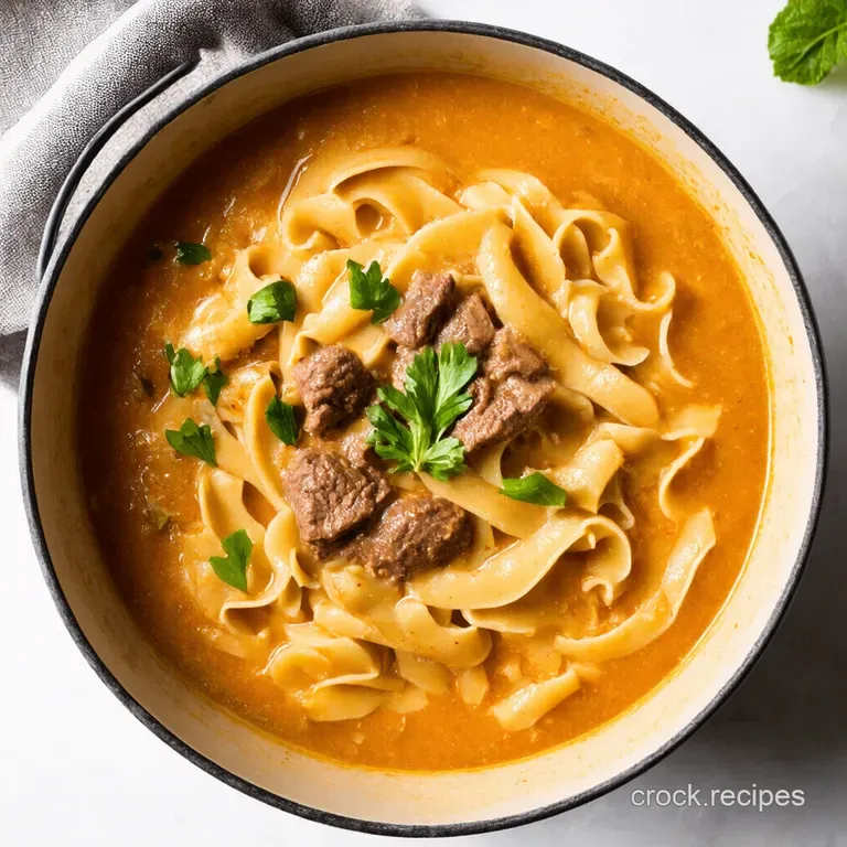 Creamy OnePot Beef Stroganoff Soup