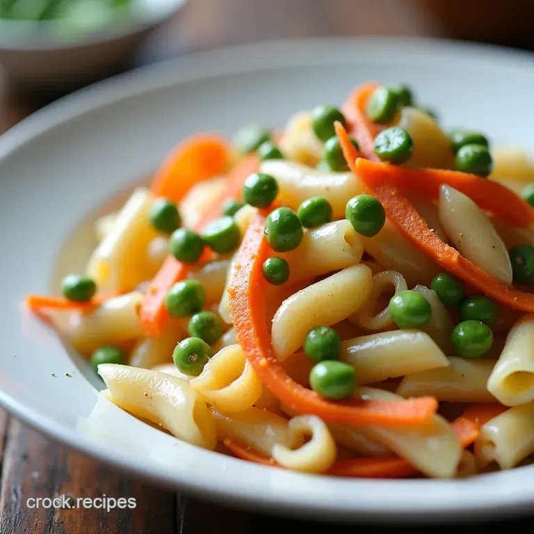 Bank Holiday Bliss Classic Creamy Pasta Salad with Sweet Peas and Carrot Ribbons