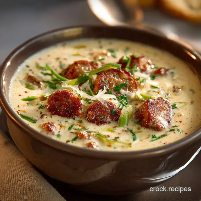 The Ultimate Sausage Parmesan and Cream Cheese Comfort Soup presentation