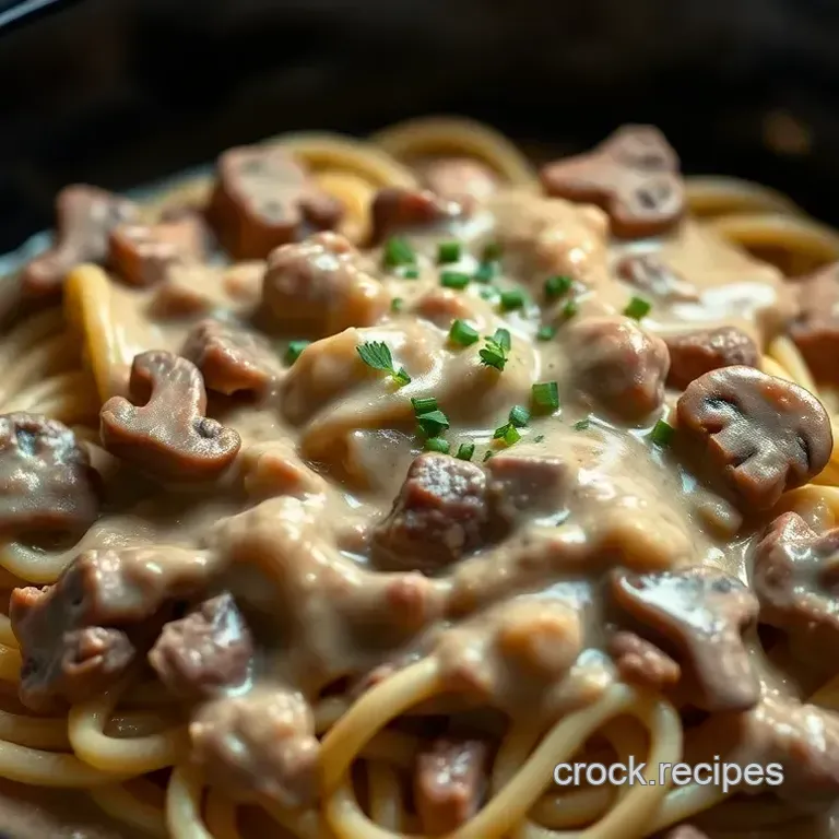 Creamy Slow Cooker Beef Stroganoff