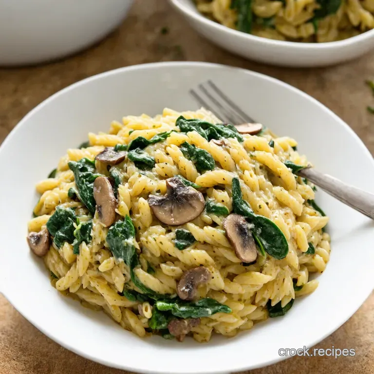 Creamy Spinach Mushroom Orzo presentation