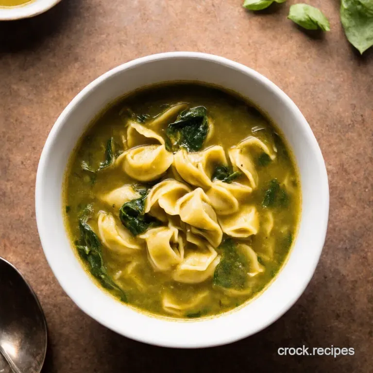 Creamy Spinach Tortellini Soup presentation