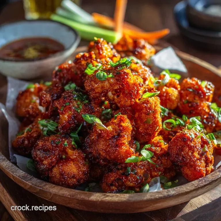 Buffalo Cauliflower Bites Crispy Baked Game Day Comfort Food presentation
