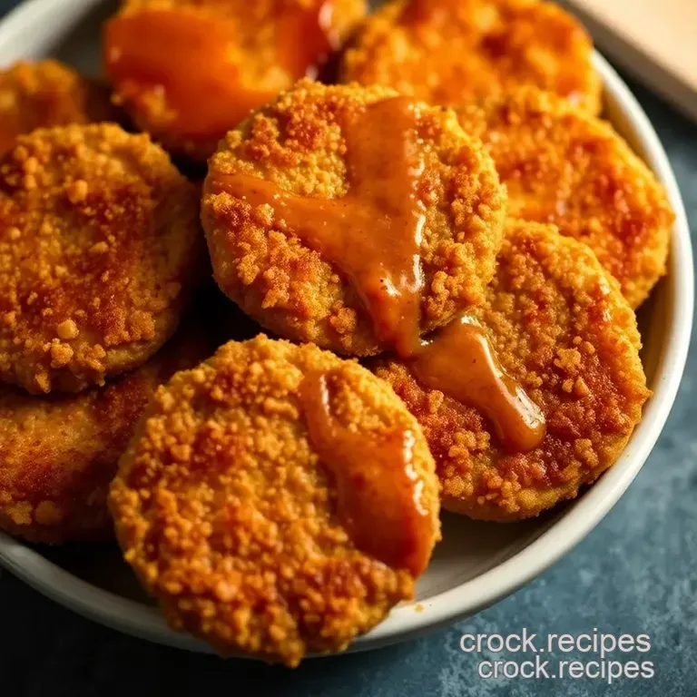 Crispy Chicken Coins with Spicy Honey Glaze presentation