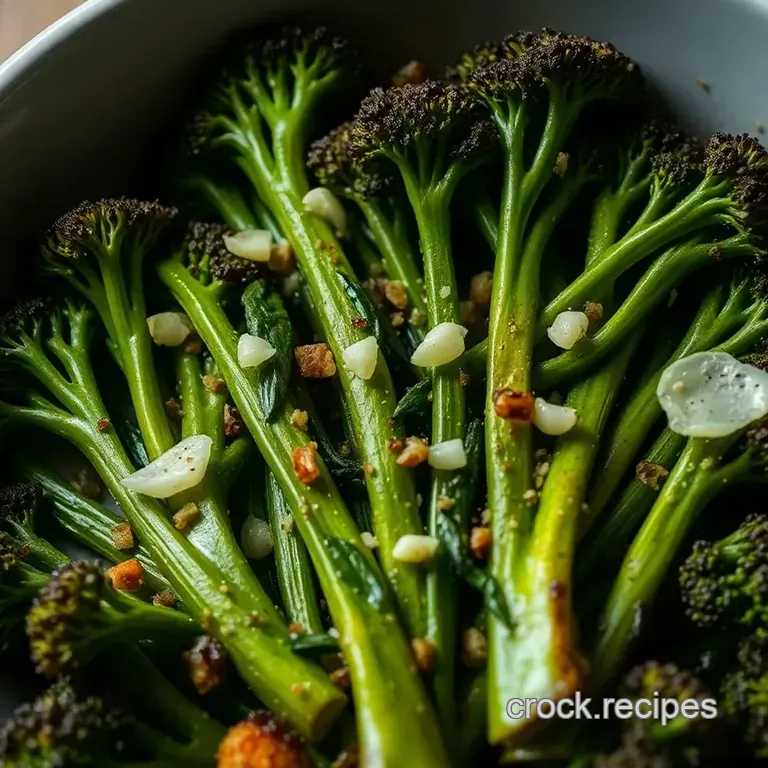 Crispy Garlic Roasted Broccolini presentation