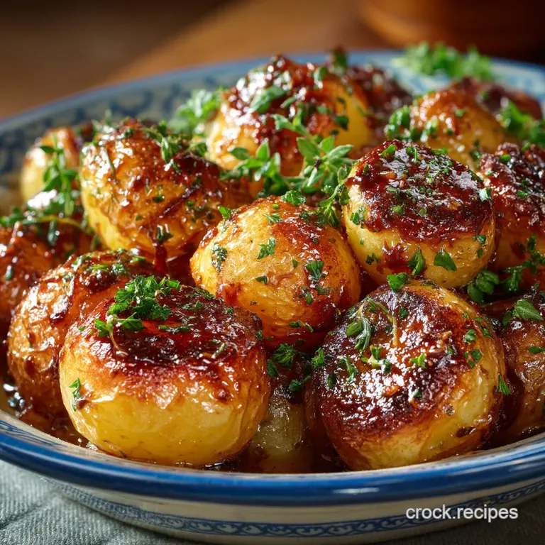 The Golden Ticket Crispy Roasties with Sticky Honey Mustard Glaze presentation