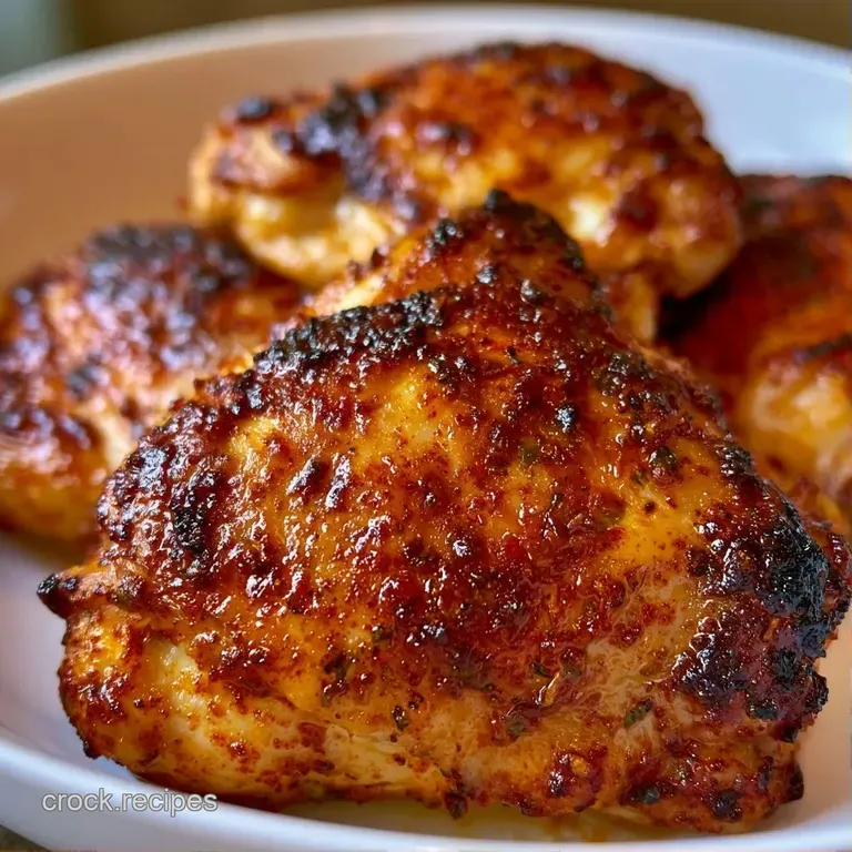 Perfectly browned chicken thighs artfully plated with a swirl of creamy puree and microgreen garnishes.
