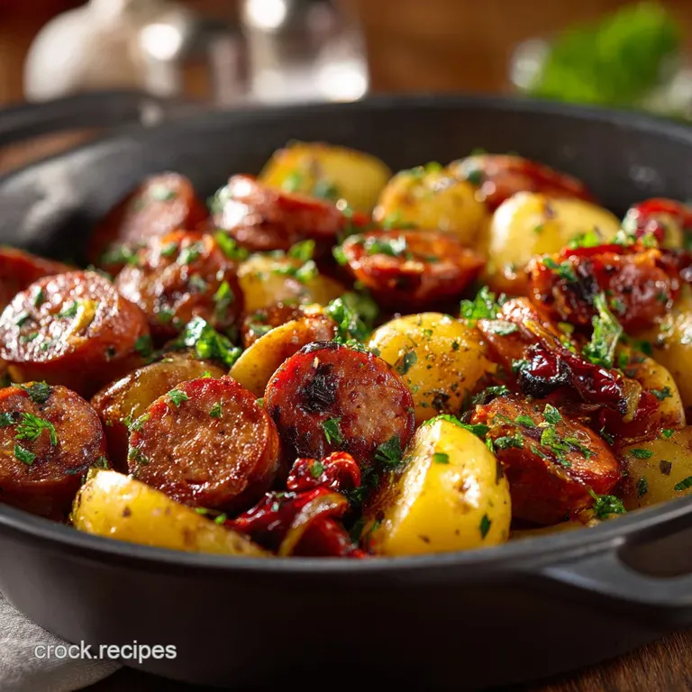 The Get Stuck In Smoked Sausage Pepper and Crispy Potato Skillet