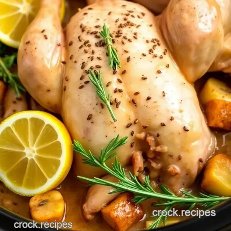 Herb-Infused Game Hen in a Crock Pot presentation