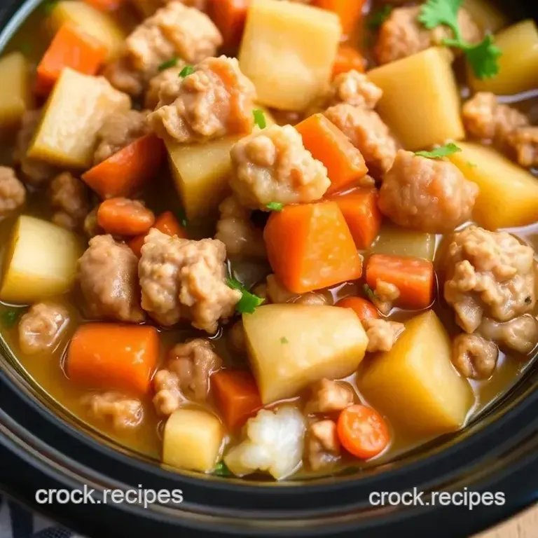 Savory Ground Turkey and Vegetable Crock Pot Stew presentation
