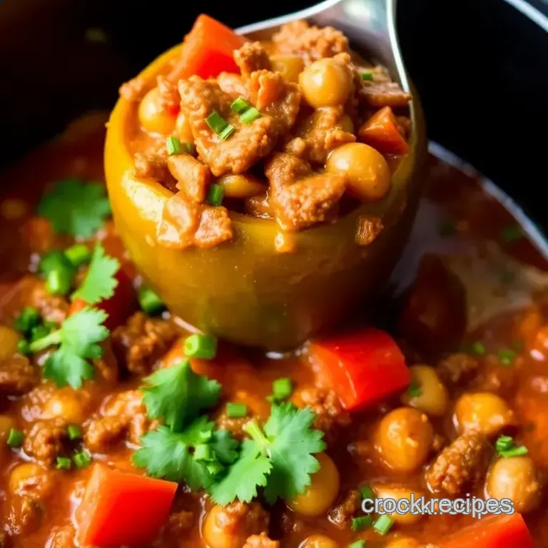 Stuffed Pepper Soup in a Crock Pot presentation