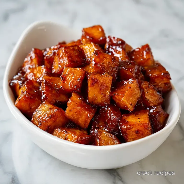 A scoop of smooth orange mash on a slate platter, garnished with a sprig of green parsley and cracked pepper.