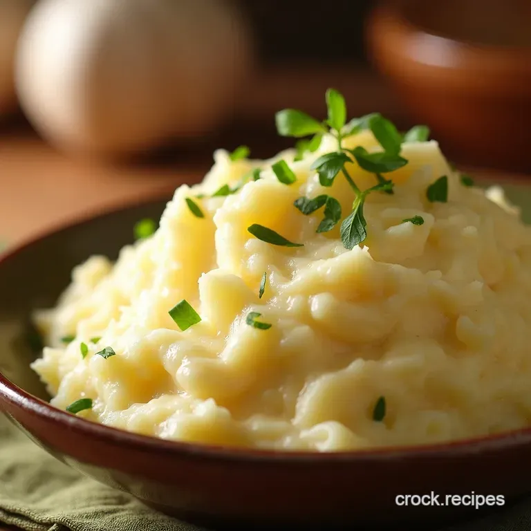 Crockpot Garlic Butter Mashed Potatoes presentation