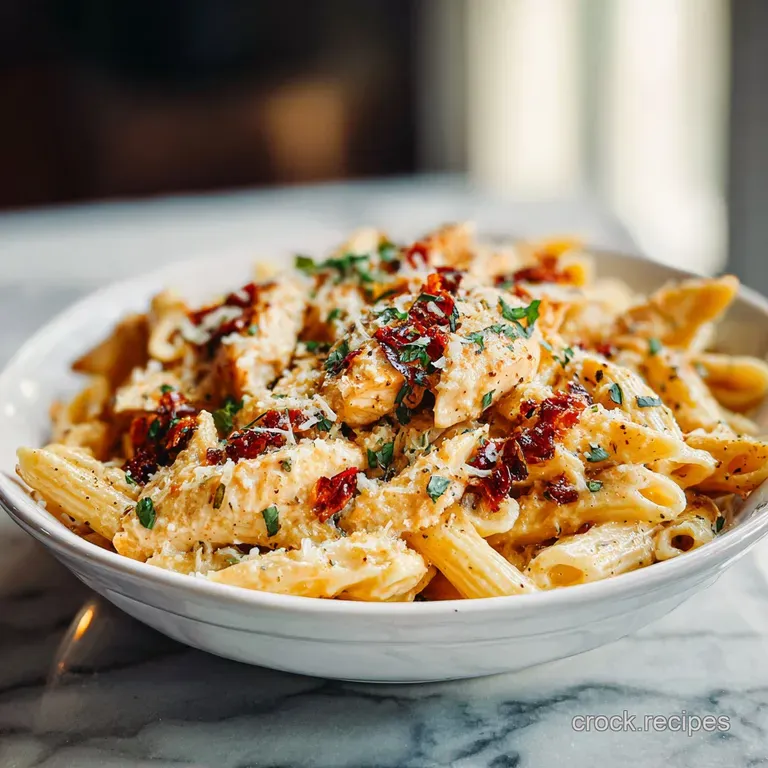 Best Crockpot Garlic Parmesan Chicken Pasta