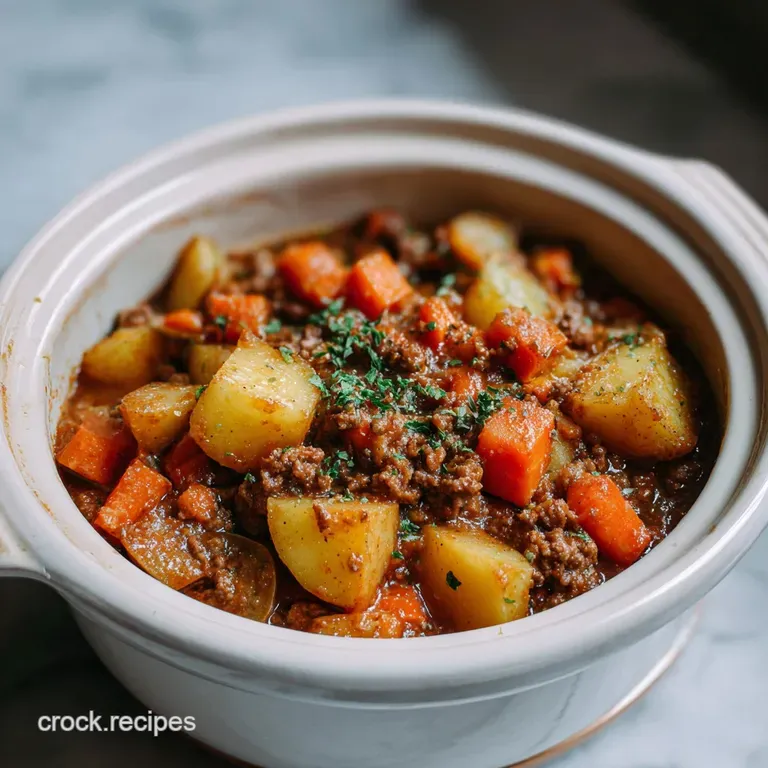 Ground Beef Stew in the Crockpot with Potatoes and Carrots (Freezer-Friendly!)
